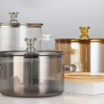 Luciano High Borosilicate Clear Glass Pot with Lid Bear Top 1350ml 16x8cm