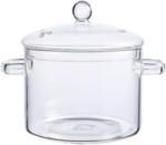 Luciano High Borosilicate Clear Glass Pot with Lid Round Top 1350ml 14x10.5cm