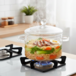 Luciano High Borosilicate Clear Glass Pot with Lid Round Top 1350ml 14x10.5cm - Image 3