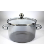 Luciano 1350ml Borosilicate Grey Glass Pot with Lid (Line design) - Image 2