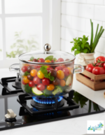 Luciano 1350ml Borosilicate Glass Pot with Lid (Line design)