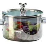 Luciano Gift Borosilicate Grey Glass Pot with Lid Bear Top 1500ml