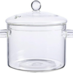 Luciano High Borosilicate Clear Glass Pot with Lid Round Top 1500ml 15x10.5cm