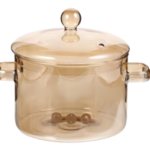 Luciano High Borosilicate Gold Glass Pot with Lid Round Top 1500ml 15x10.5cm
