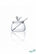 Luciano Bird Borosilicate Glass Sugar Pot Set 300ml with Lid and Spoon Color Box - Image 2