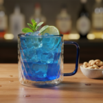 Luciano 380ml Borosilicate Double Wall Glass with Embossed Blue Color Inside Wall