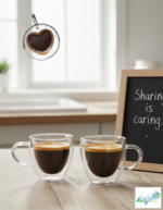 Luciano 80ml Borosilicate Double Wall 2PC Cup in Gift Box (Heart Shape)