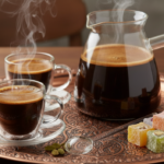 Luciano Borosilicate 6PC Transparent 2xDouble Wall Cups and Saucers with 350ml Glass Kettle and Long Handle Glass Spoon