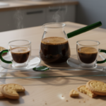 Luciano Borosilicate 6PC Green 2xDouble Wall Cups and Saucers with 350ml Glass Kettle and Long Handle Glass Spoon