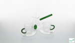 Luciano Borosilicate 6PC Green 2xDouble Wall Cups and Saucers with 350ml Glass Kettle and Long Handle Glass Spoon - Image 2