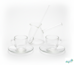 Luciano Borosilicate 6PC Transparent 2xDouble Wall Cups and Saucers with 350ml Glass Kettle and Long Handle Glass Spoon - Image 5