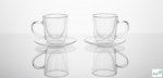 Luciano High Borosilicate 90ml Oriental Double Wall Coffee Cup and Saucer 4pc set - Image 2