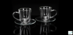 Luciano High Borosilicate 90ml Oriental Double Wall Coffee Cup and Saucer 4pc set - Image 3