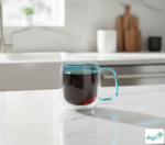 Luciano High Borosilicate 250ml Double Wall Glass Blue with Handle