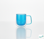 Luciano High Borosilicate 250ml Double Wall Glass Blue with Handle - Image 2