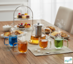 Luciano High Borosilicate 250ml Double Wall Glass Blue with Handle - Image 3