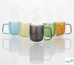 Luciano High Borosilicate 250ml Double Wall Glass Blue with Handle - Image 5