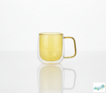 Luciano High Borosilicate 250ml Double Wall Glass Yellow with Handle - Image 2