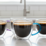 Luciano 90ml Borosilicate Double Wall Glass 4PC Cup with Color Handles in Gift Box