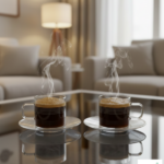 Luciano Stripe High Borosilicate 90ml Single Wall Coffee Cup with Saucer 4pc set