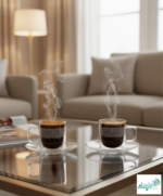 Luciano Baklava High Borosilicate 90ml Single Wall Coffee Cup with Saucer 4pc set