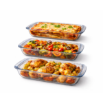 Luciano High Borosilicate 3pc Rectanguar Glass Baking Dish Set (1000ml, 1600ml and 2200ml)  25.8x15.3x4.5 / 29.5x17.5x5.1 / 34.6x20.6x5.2cm - Image 3