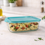 High Borosilicate Rect. Glass food container                        1520ml with simple lid