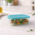 Luciano High Borosiicate Rect. Glass Food Container 640ml simplie lid