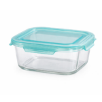Luciano High Borosilicate Square Glass Food Container with easy snap lid 1200ml 17.5x17.5x6.5cm - Image 4