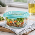 Luciano High Borosilicate Square Glass Food Container with easy snap lid 520ml 13x13x5.6cm - Image 3