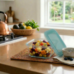 Luciano High Borosilicate Square Glass Food Container with easy snap lid 800ml 15x15x6.2cm