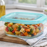 Luciano High Borosilicate Square Glass Food Container with easy snap lid 800ml 15x15x6.2cm - Image 3