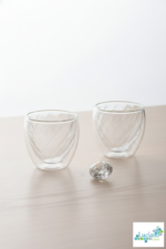 Luciano Diamond Borosilicate Double Wall Glass Cup Set 90ml x 2 Color Box - Image 2