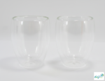 Luciano High Borosilicate Round Glass Double Wall Glass cups 350ml  - 2pc set - Image 2