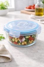Luciano High Borosilicate Round Glass Food Container with Vent Lid 1300ml 20.2x8.3cm