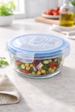 Luciano High Borosilicate Round Glass Food Container with Vent Lid 400ml 13.7x6.3cm
