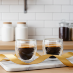 Luciano Ribbon Borosilicate Double Wall Glass Cup Set 90ml x 2 Color Box