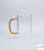 Luciano 270ml High Borosilicate Single Wall Square Glass Cup with Orange Handle White Box - Image 2
