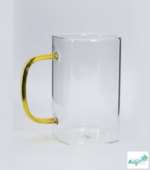 Luciano 270ml High Borosilicate Single Wall Square Glass Cup with Yellow Handle White Box - Image 2