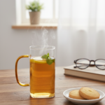 Luciano 350ml High Borosilicate Single Wall Square Glass Cup with Orange Handle White Box