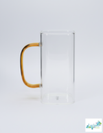 Luciano 350ml High Borosilicate Single Wall Square Glass Cup with Orange Handle White Box - Image 2
