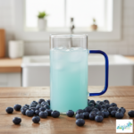 Luciano 350ml High Borosilicate Single Wall Square Glass Cup with Blue Handle White Box