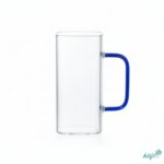 Luciano 350ml High Borosilicate Single Wall Square Glass Cup with Blue Handle White Box - Image 2